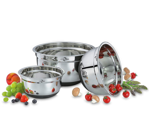 Cuissentials Stainless Steel Set of 3 Kitchen Mixing Bowls – MystiqueDecors  By AK