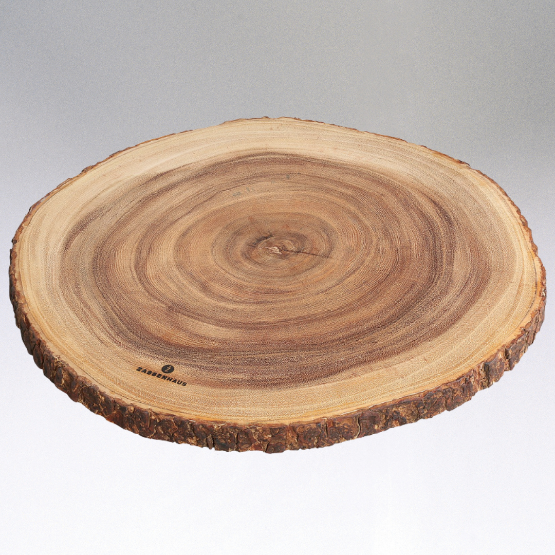 Reine Round Wooden Tray, Acacia Wood, Iron, 24W (18749 9X5Rk) by