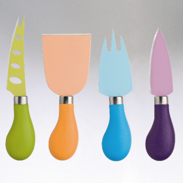 Multi-Color Cheese Knife Set - Feather pattern handles - Small